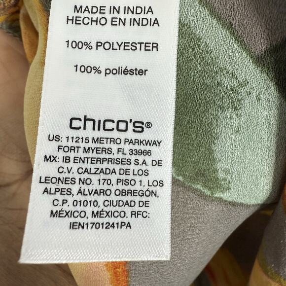 CHICO'S Long Floral Open Duster Cardigan Embroidery Gray Yellow 2 US L New - Picture 6 of 7